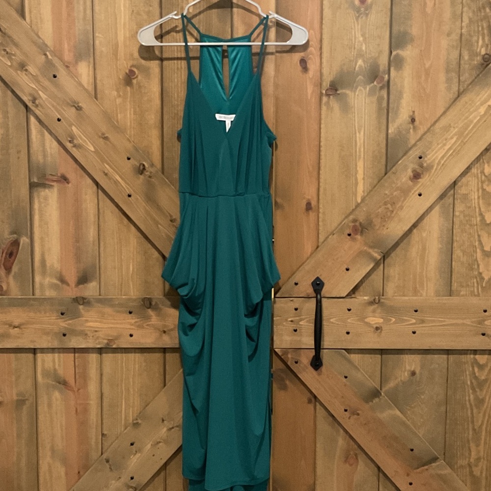 BCB Generation Green/Teal Sleeveless Draped Dress